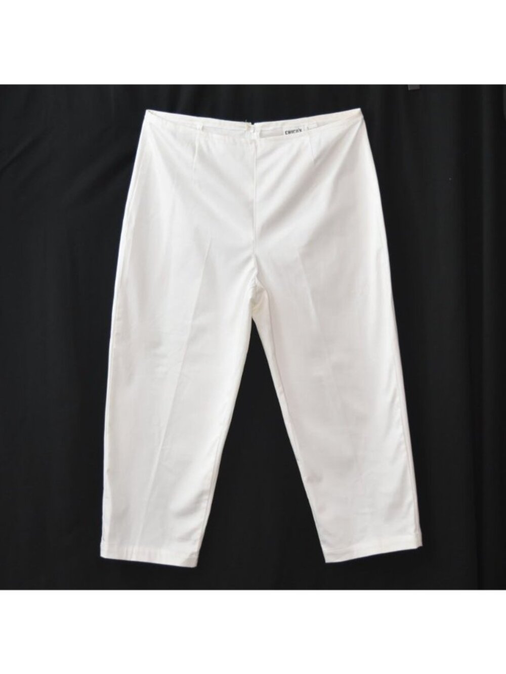 Chicos White Cropped Pants Size 16 Chicos 3 Cotton Back Zip Stretch Crop Capris